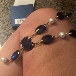 New blue glass white glass pearl